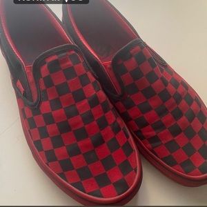 red and black checkered vans